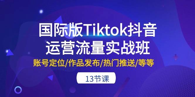 国际版Tiktok抖音运营流量实战班：账号定位/作品发布/热门推送/等等-13节-思维有课