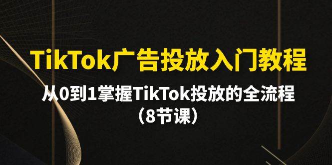 TikTok广告投放入门教程，从0到1掌握TikTok投放的全流程（8节课）-思维有课